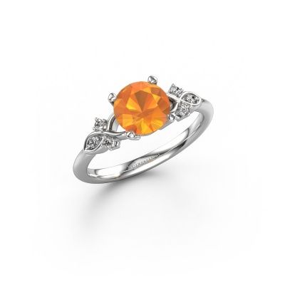 Bague de fiançailles Azra RND 585 or blanc citrine 7 mm