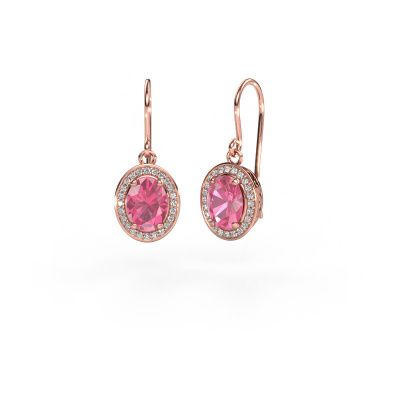 Drop earrings Latesha 585 rose gold pink sapphire 7x5 mm
