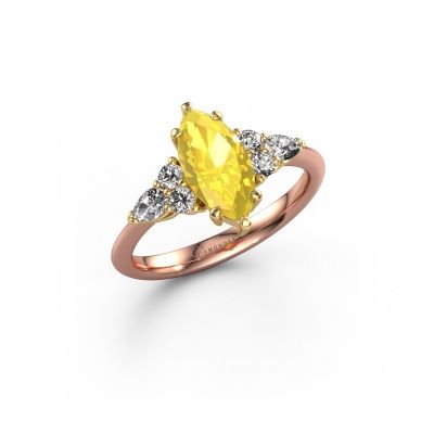 Verlovingsring Melani MRQ 585 rosé goud gele saffier 11x5.5 mm
