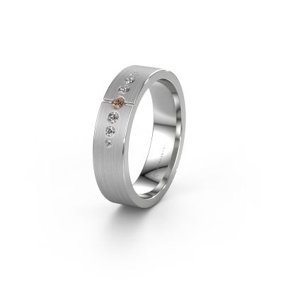 Trouwring WH1101L15SAM 585 witgoud bruine diamant ±5x1.7 mm