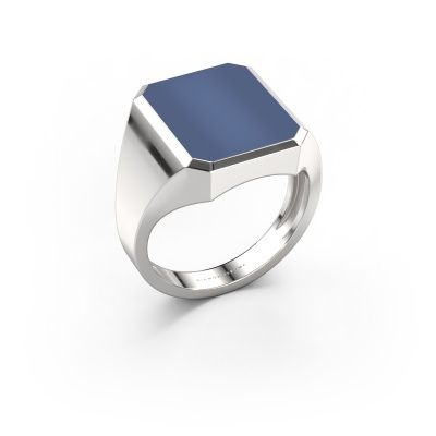 Siegelring Lars 4 light 585 Weißgold Blau Lagenstein 15x12 mm