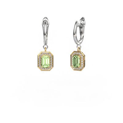 Drop earrings Dodie 1 585 gold green lab grown diamond 6x4 mm
