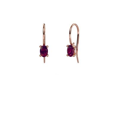 Drop earrings Cleo 585 rose gold rhodolite 6x4 mm