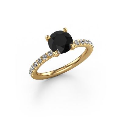 Bague de fiançailles Crystal RND 2 585 or jaune diamant noir 2.08 crt