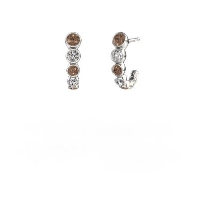 Clous d'oreilles Suzie 585 or blanc diamant brun 1.24 crt