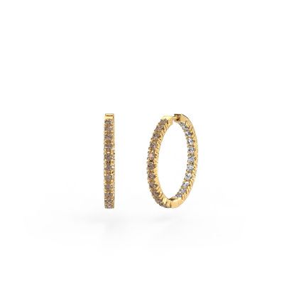 Créoles Miki 20mm 585 or jaune diamant brun 1.38 crt