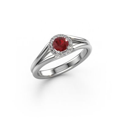 Engagement ring Verla rnd 1 950 platinum ruby 4.7 mm