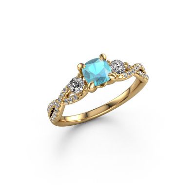 Engagement ring Marilou CUS 585 gold blue topaz 5 mm