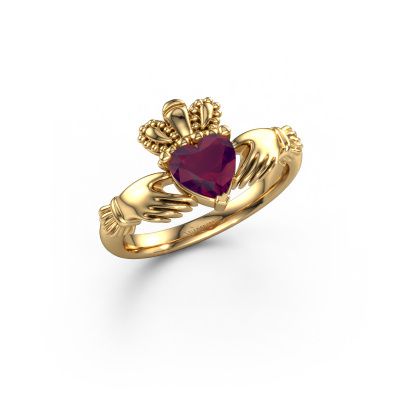Ring Claddagh 2 585 Gold Rhodolit 6 mm