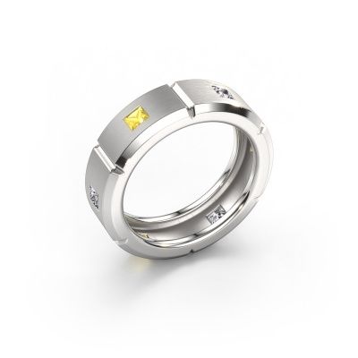 Heren ring Steve light 950 platina gele saffier 3 mm