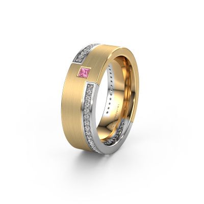 Wedding ring WH2048L17DM 585 gold pink sapphire ±0.28x0.09in