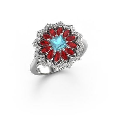 Engagement ring Franka 950 platinum blue topaz 4 mm