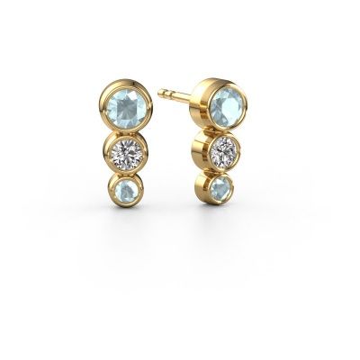 Stud earrings Linda 585 gold aquamarine 4 mm