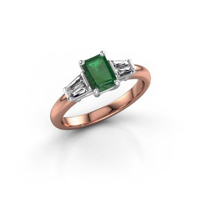 Engagement ring Kina EME 585 rose gold emerald 6.5x4.5 mm