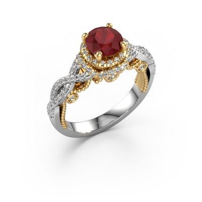 Engagement ring Leora 585 white gold ruby 6.5 mm