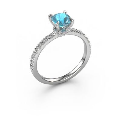 Engagement ring Crystal CUS 4 585 white gold blue topaz 5.5 mm