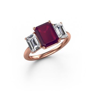 Engagement ring Sandra 585 rose gold rhodolite 9x7 mm