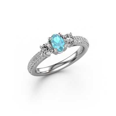 Bague de fiançailles Marielle OVL 950 platine topaze bleue 6.5x4.5 mm