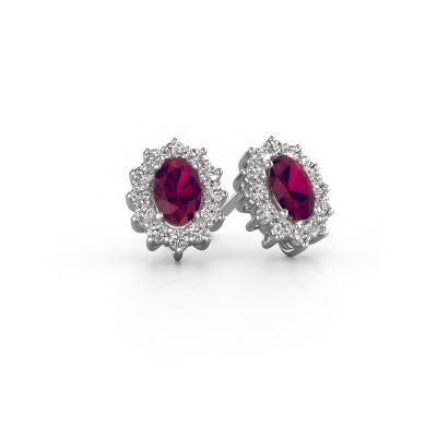 Boucles d'oreilles Margien 585 or blanc rhodolite 6x4 mm