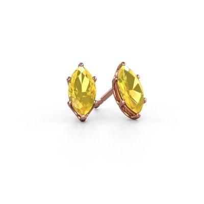 Clous d'oreilles Sam MRQ 585 or rose saphir jaune 10x5 mm
