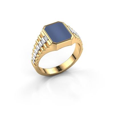 Signet ring Brent 1 585 gold blue sardonyx 10x8 mm