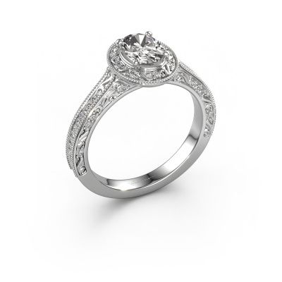 Engagement ring Alice OVL 950 platinum zirconia 7x5 mm