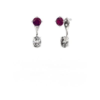 Pendants d'oreilles Kate RND-OVL 950 platine rhodolite 5 mm
