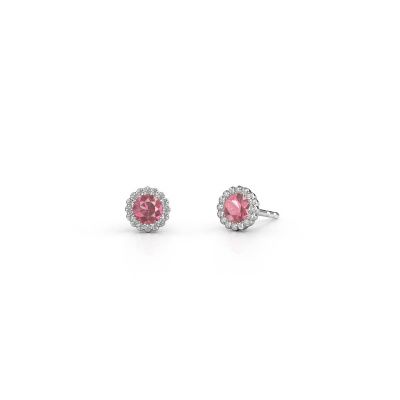 Earrings Queen 585 white gold tourmaline pink 4.2 mm
