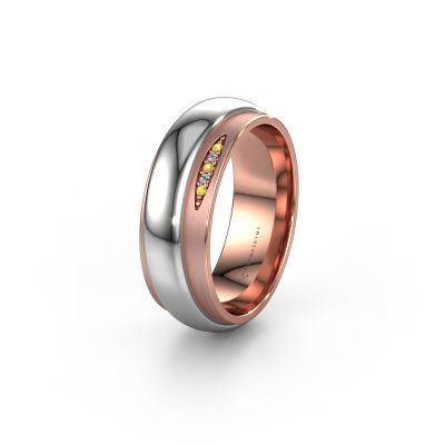 Wedding ring WH2038L 585 rose gold yellow sapphire ±0.28x0.09in
