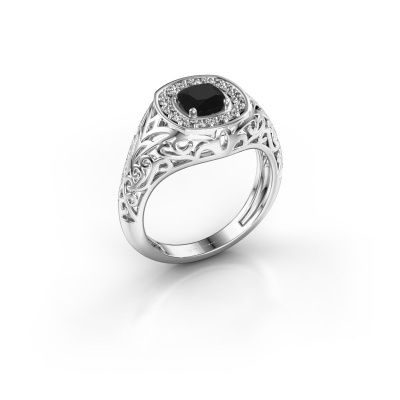 Heren ring Quinten 585 witgoud zwarte diamant 0.86 crt