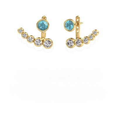 Boucles d'oreilles Wendy 585 or jaune topaze bleue 5 mm
