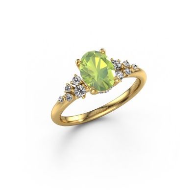 Engagement ring Emma OVL 585 gold peridot 8x6 mm