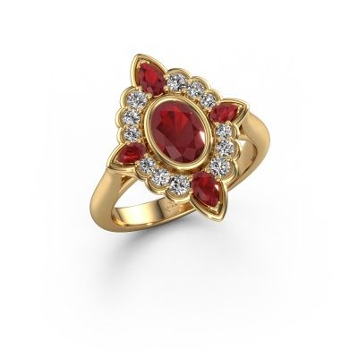 Engagement ring Door 585 gold ruby 7x5 mm