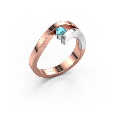 Bague Evalyn 1 585 or rose topaze bleue 3.7 mm