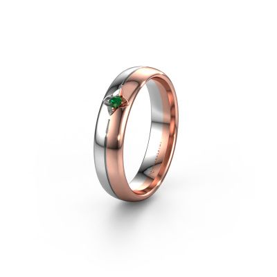 Wedding ring WH0221L35X 585 rose gold emerald ±0.20x0.06 in