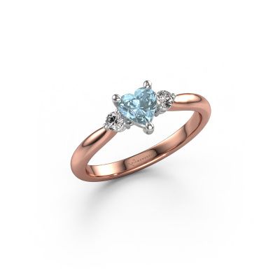 Engagement ring Lieselot HRT 585 rose gold blue lab grown diamond 5 mm