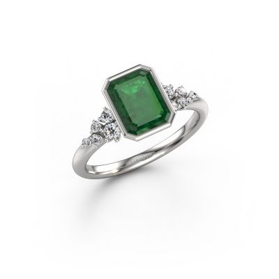 Verlovingsring Aliyah EME 950 platina smaragd 8x6 mm