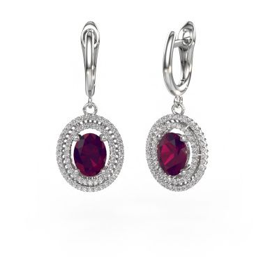 Drop earrings Karren 950 platinum rhodolite 8x6 mm
