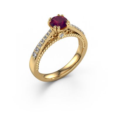 Bague de fiançailles Rozella 585 or jaune rhodolite 5.5 mm