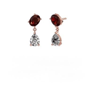 Earrings Toi et Moi OVL-PER 585 rose gold garnet 8x6 mm