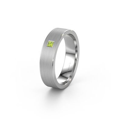 Wedding ring WH0101L15BMSQ 585 white gold peridot ±0.20x0.08 in