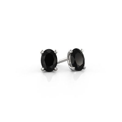 Clous d'oreilles Sam OVL 585 or blanc diamant noir 1.05 crt
