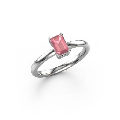 Engagement ring Denita 1 EME 950 platinum tourmaline pink 6x4 mm