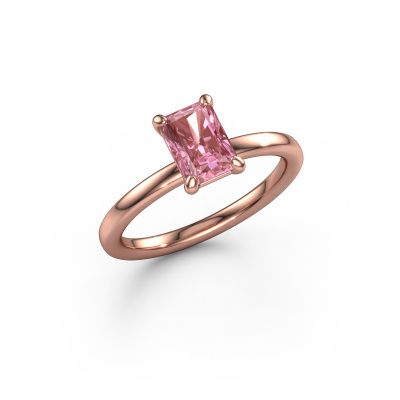 Engagement ring Simone RAD 1 585 rose gold pink lab grown diamond 7x5 mm
