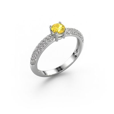 Ring Marjan 585 white gold yellow sapphire 4.2 mm