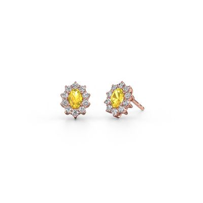 Boucles d'oreilles Leesa 585 or rose saphir jaune 6x4 mm