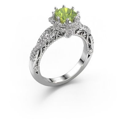 Engagement ring Lysanne 950 platinum peridot 6.5 mm