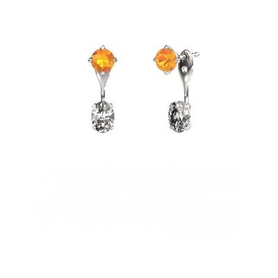 Pendants d'oreilles Kate RND-OVL 950 platine citrine 5 mm