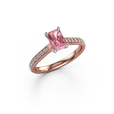 Engagement ring Mignon rad 2 585 rose gold pink lab grown diamond 6.5x4.5 mm
