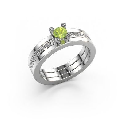 Engagement ring Alisha 585 white gold peridot 4 mm